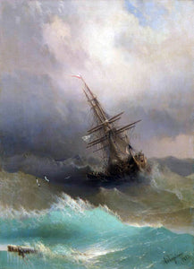  Ivan Konstantinovich Aivazovsky A Ship in the Stormy Sea - Art Print