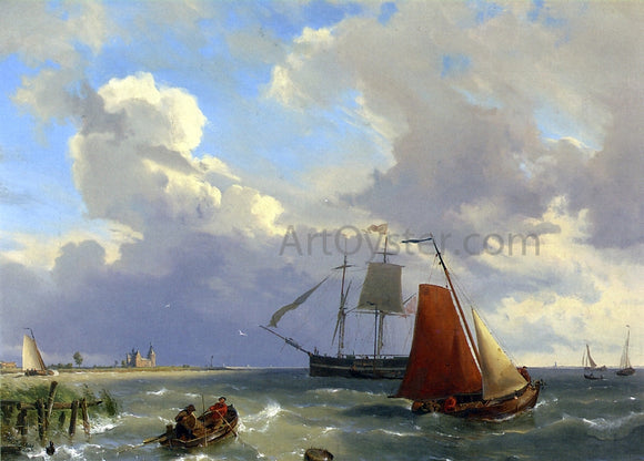  The Elder Hermanus Koekkoek Shipping in a Choppy Estuarry - Art Print