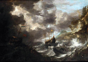  The Elder Bonaventura Peeters Shipping in a Tempest off a Rocky Coast - Art Print