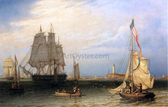 Robert Salmon Shipping in President Roads, Off Boston Light - Art Print