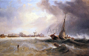  James Wilson Carmichael Shipping off a Coast in Choppy Seas - Art Print