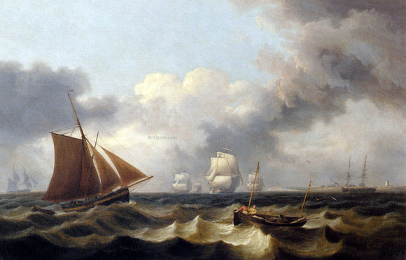  Thomas Luny Shipping Off the Coast - Art Print