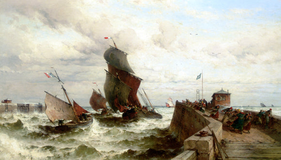 Theodor Alexander Weber Ships Entering a Port in a Storm - Art Print