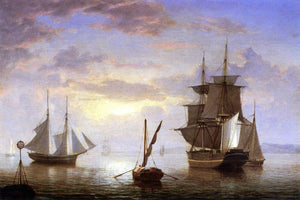  Fitz Hugh Lane Ships in a Harbor, Sunrise (also known as Ships off Massachusetts Coast) - Art Print