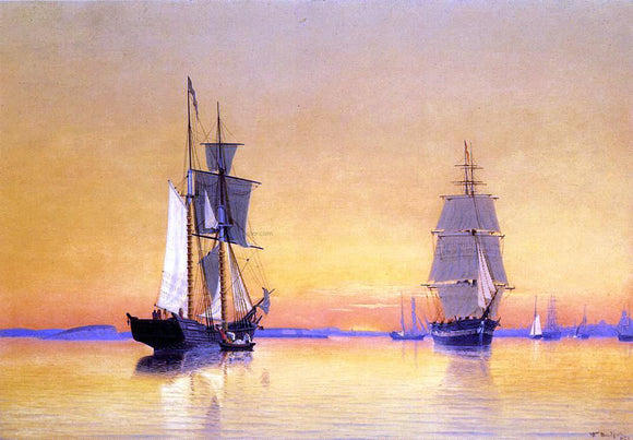  William Bradford Ships in Boston Harbor at Twilight - Art Print