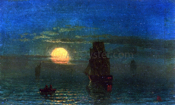  Albert Bierstadt Ships in Moonlight - Art Print