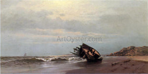 Francis A Silva Shipwreck on a Sandy Beach - Art Print