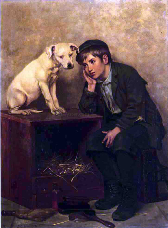  John George Brown Shoeshine Boy with His Dog - Art Print