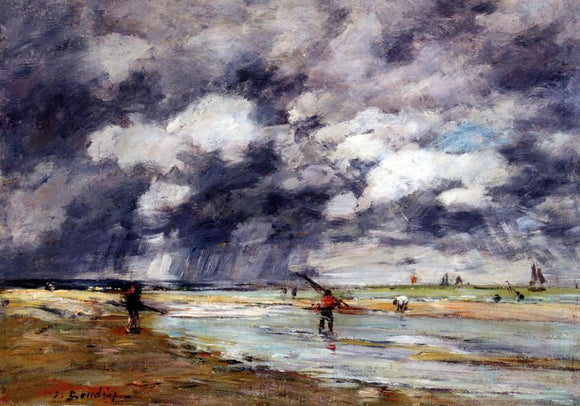  Eugene-Louis Boudin Shore at Low Tide, Rainy Weather, near Trouville - Art Print