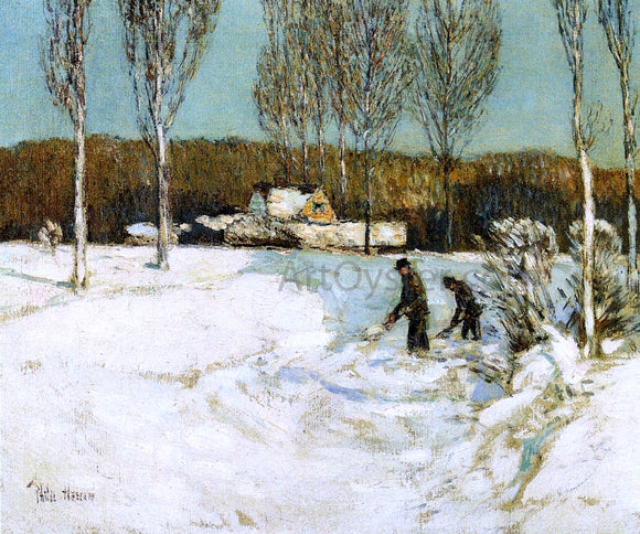  Frederick Childe Hassam Shoveling Snow, New England - Art Print