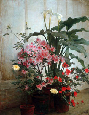  George Cochran Lambdin Side of a Greenhouse - Art Print