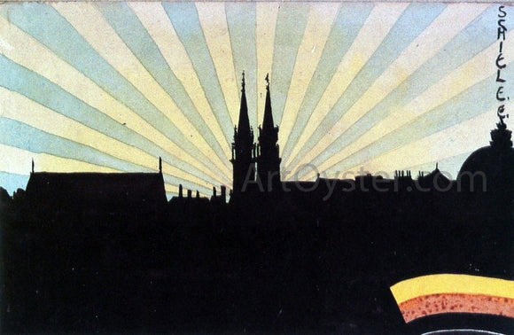  Egon Schiele Silhouette of Klosterneuburg - Art Print