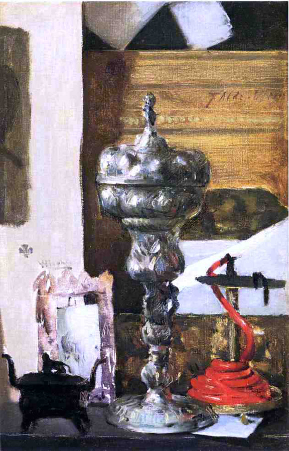  Julian Alden Weir Silver Chalice, Japanese Bronze and Red Tapir - Art Print