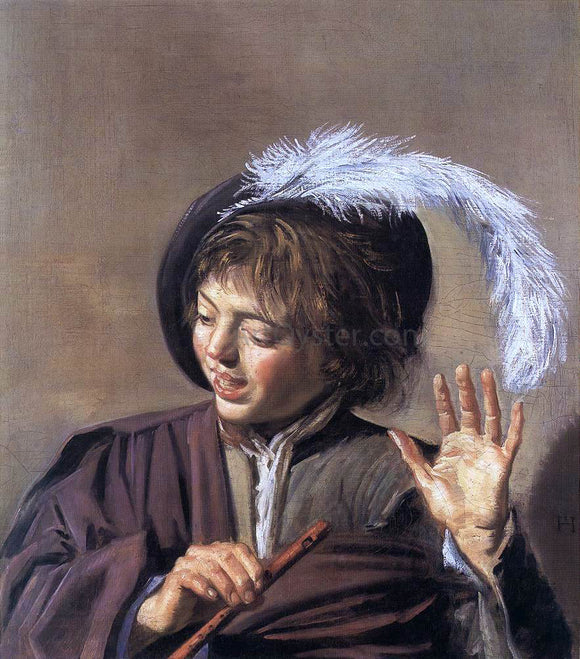  Frans Hals Singing Boy with a Flute - Art Print