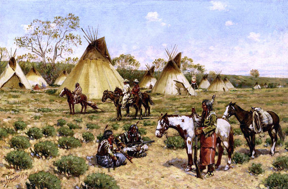  John Hauser A Sioux Encampment, Porcupine - Art Print