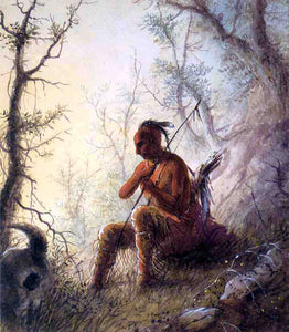  Alfred Jacob Miller A Sioux Indian at a Grave - Art Print