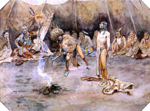  Charles Marion Russell Sioux Torturing a Blackfoot Brave - Art Print