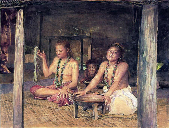  John La Farge Siva with Siakumu Making Kava in Tofae's House - Art Print