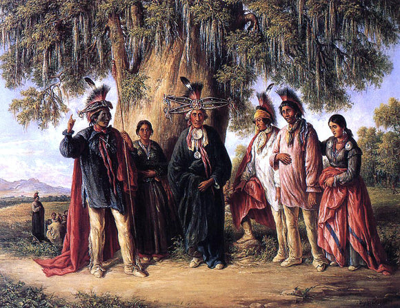  August Schoefft Six Kickapoo Indians, Chief and Family - Art Print