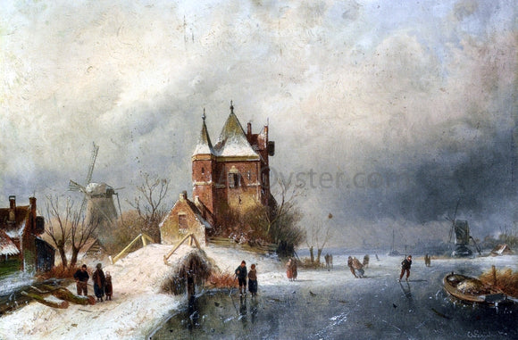  Charles Joseph Leickert Skaters in Holland - Art Print