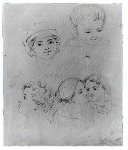  Jr. George Augustus Baker Sketches of Heads (from McGuire Scrapbook) - Art Print