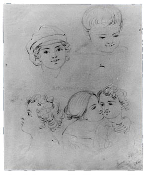  Jr. George Augustus Baker Sketches of Heads (from McGuire Scrapbook) - Art Print