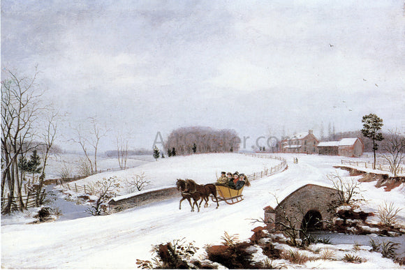  Thomas Birch Sleigh Ride on a Gray Day - Art Print