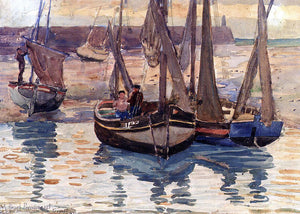 Maurice Prendergast Small Fishing Boats, Treport, France - Art Print