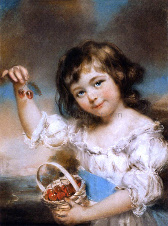  John Russell Small Girl Presenting Cherries - Art Print