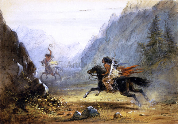  Alfred Jacob Miller Snake Indian Pursuing a Crow Horse Thief - Art Print