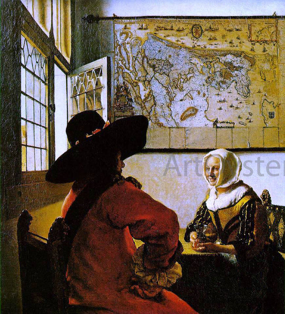  Johannes Vermeer Soldier and a Laughing Girl - Art Print