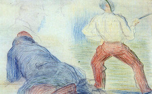  Georges Seurat Soldier Fencing, Another Reclining - Art Print