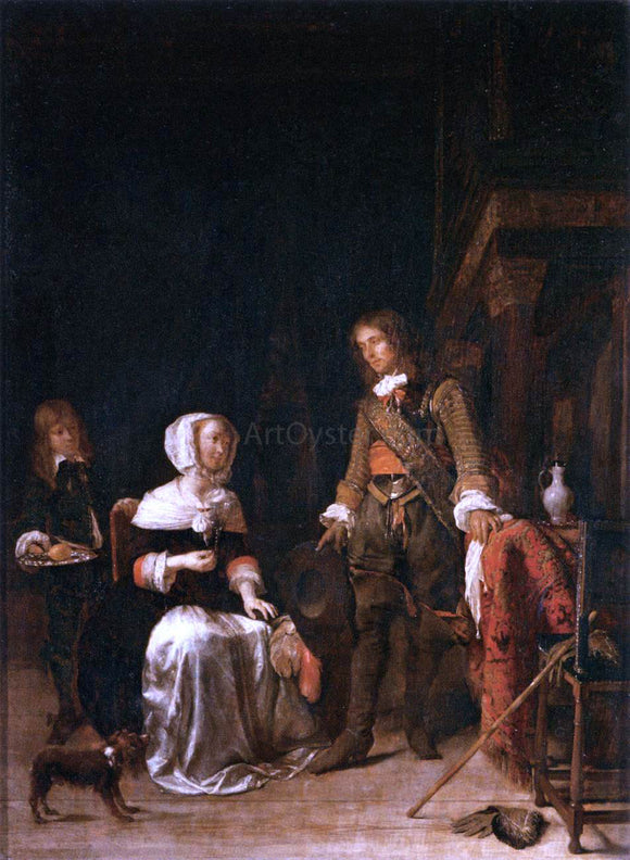  Gabriel Metsu Soldier Paying a Visit to a Young Lady - Art Print