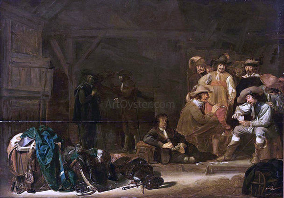  Simon Kick Soldiers in a Barn - Art Print