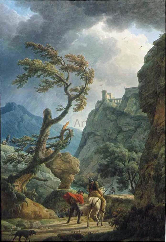  Claude-Joseph Vernet Soldiers in a Mountain Gorge, with a Storm - Art Print