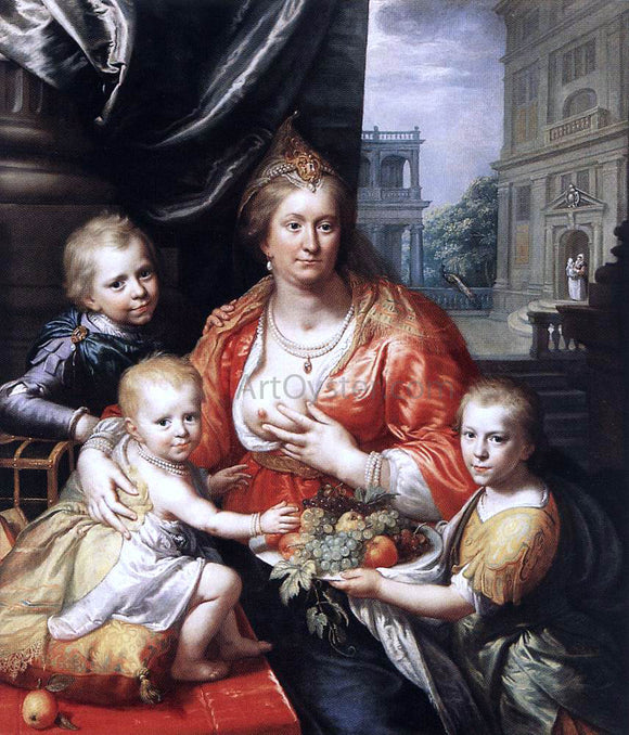  Paulus Moreelse Sophia Hedwig, Countess of Nassau Dietz, with her Three Sons - Art Print