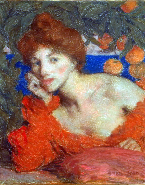  Edmond Francois Aman-Jean Sous les Orangers (Femme a Amalfi) - Art Print