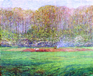  Dwight W Tryon Spring Landscape with a Farmer and White Horse - Art Print