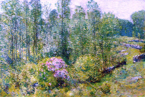 Frederick Childe Hassam Spring Landscape with a Farmer and White Horse - Art Print