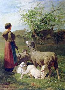  Charles Emile Jacque Springtime (also known as Le Printemps) - Art Print