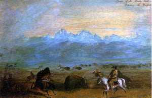  Alfred Jacob Miller Spurs of the Rocky Mountains - Baiting the Buffalo - Art Print