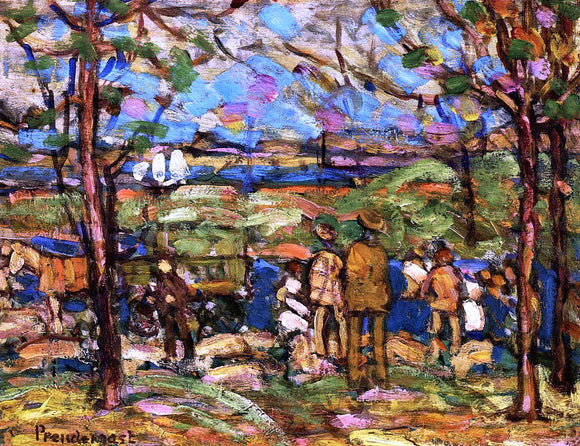  Maurice Prendergast Squanton (also known as Men in Park with a Wagon, Squanton) - Art Print