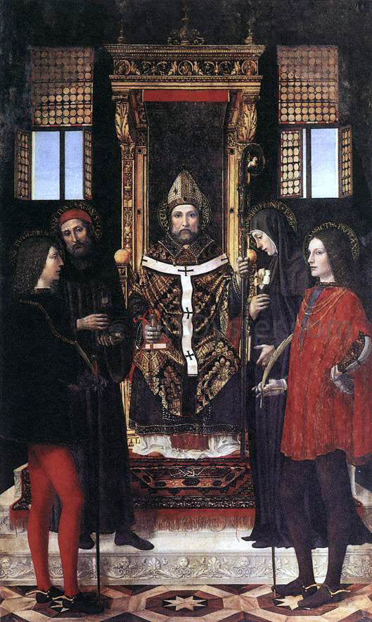  Ambrogio Bergog St Ambrose with Saints - Art Print