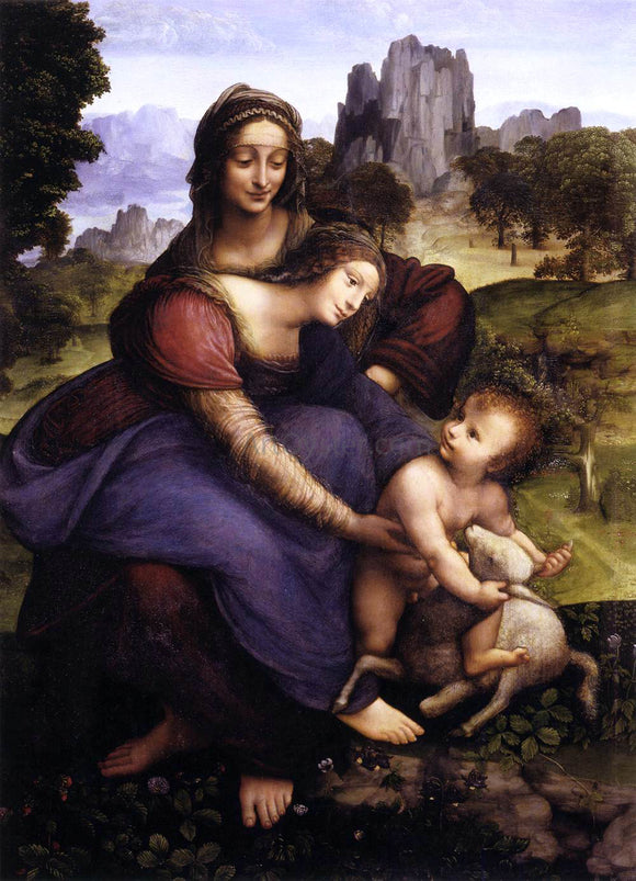  Francesco Melzi St Anne with the Virgin and the Child Embracing a Lamb - Art Print
