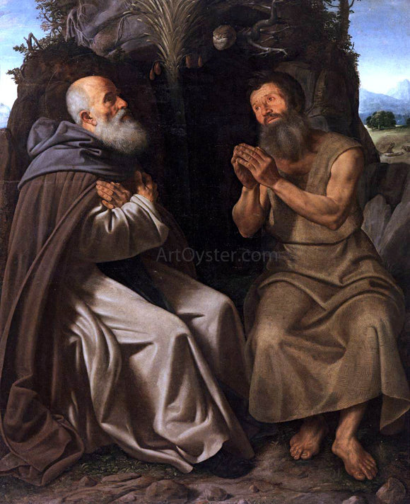  Giovanni Girolamo Savoldo St Anthony Abbot and St Paul - Art Print