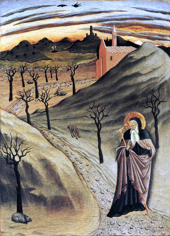  Master the Osservanza St Anthony Tempted by Gold - Art Print