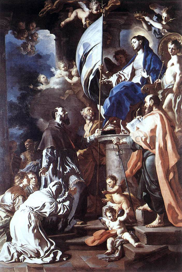  Francesco Solimena St Bonaventura Receiving the Banner of St Sepulchre from the Madonna - Art Print