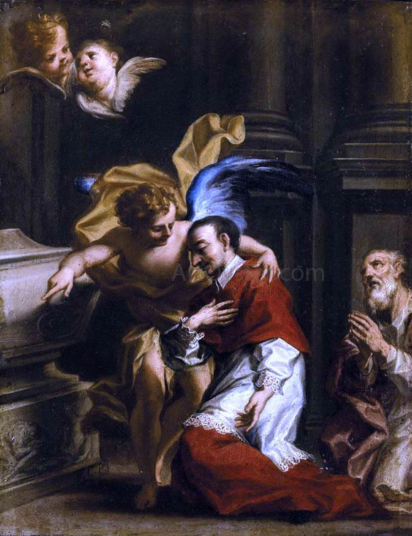  Francesco Caccianiga St Carlo Borromeo Tended by an Angel - Art Print