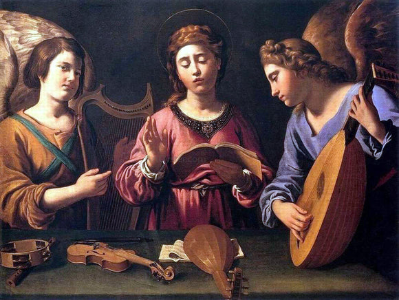  Antiveduto Gramatica St Cecilia with Two Angels - Art Print