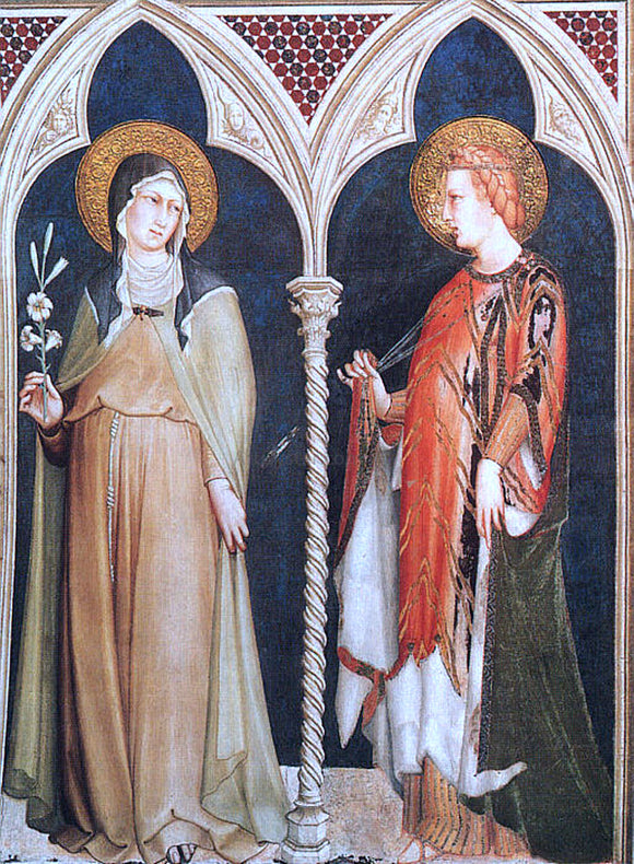  Simone Martini St Clare and St Elizabeth of Hungary - Art Print